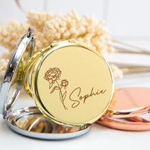 Load image into Gallery viewer, Birth Flower Compact Mirror