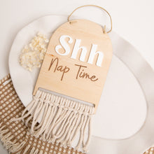 Load image into Gallery viewer, Nap time macrame sign
