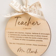 Load image into Gallery viewer, Definition of a teacher ornament
