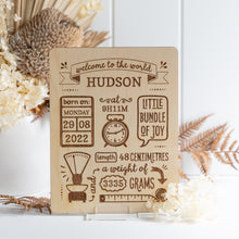 Load image into Gallery viewer, Birth details plaque
