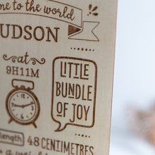 Load image into Gallery viewer, Birth details plaque