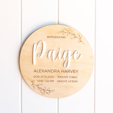 Load image into Gallery viewer, Leaf birth plaque