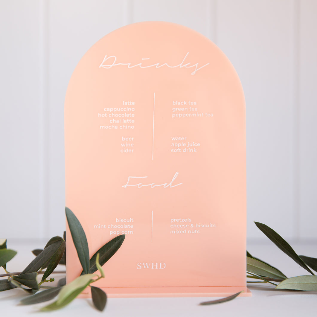 Coloured Acrylic Menu